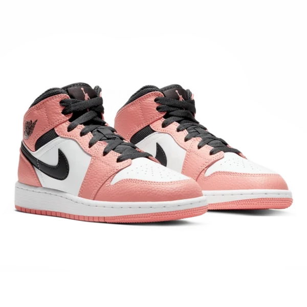 ⁦Air Jordan 1 Mid GS Pink Quartz DK Smoke White⁩ – תמונה ⁦2⁩