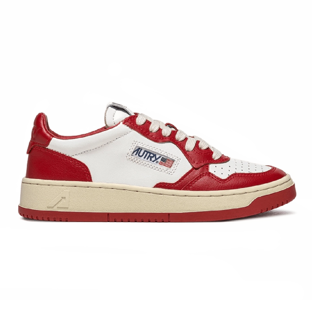 1 Autry Medalist Low Sneakers White Red Leather – תמונה 1