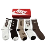 Nike Long Socks Black White Brown (5-Pack)