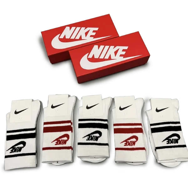 ⁦Nike White Black Red Long Socks Pack (5 Pairs)⁩ – תמונה ⁦3⁩